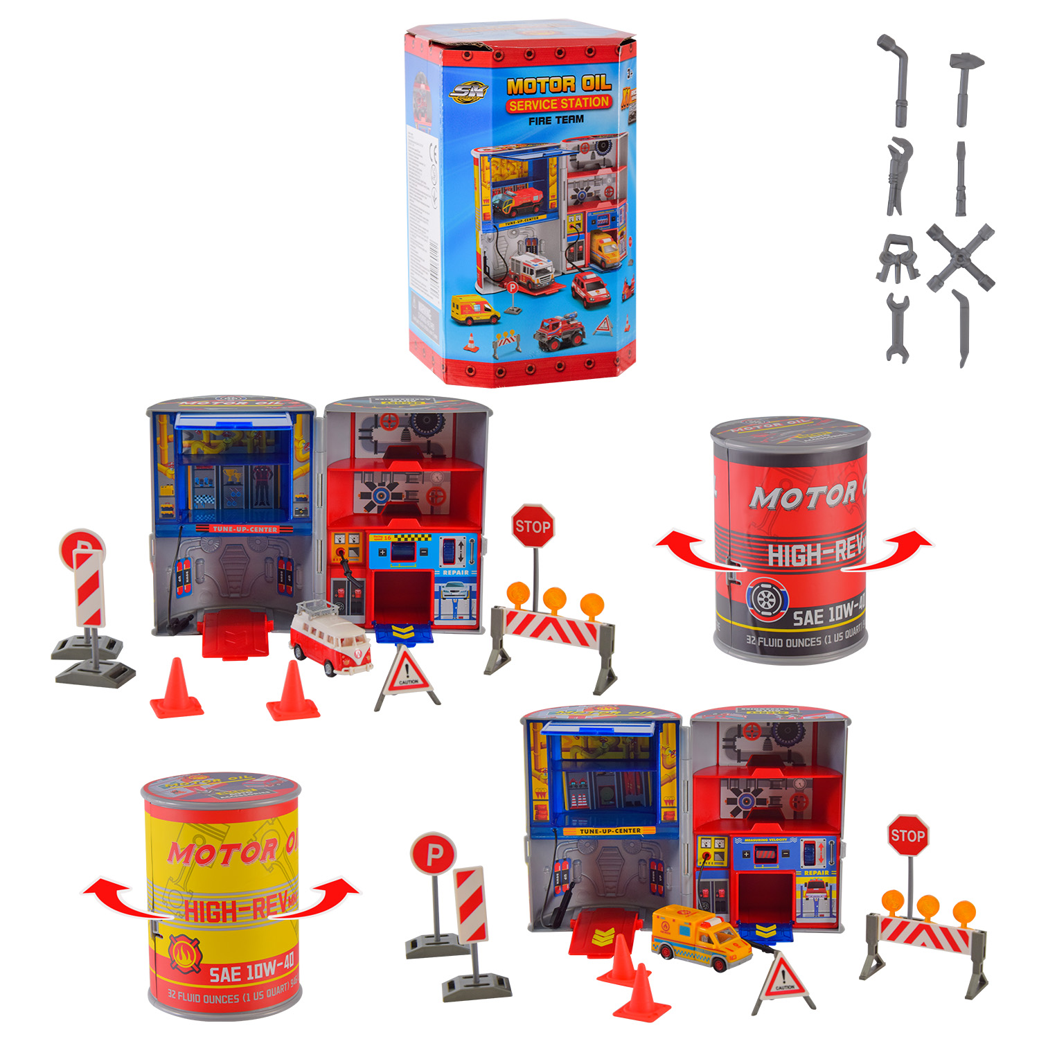 Паркінг арт. SK-107Y (72шт/2) батар. 4кольора, пластик + метал,1 машинка у комплекті, короб. 10,8*10,8*17см