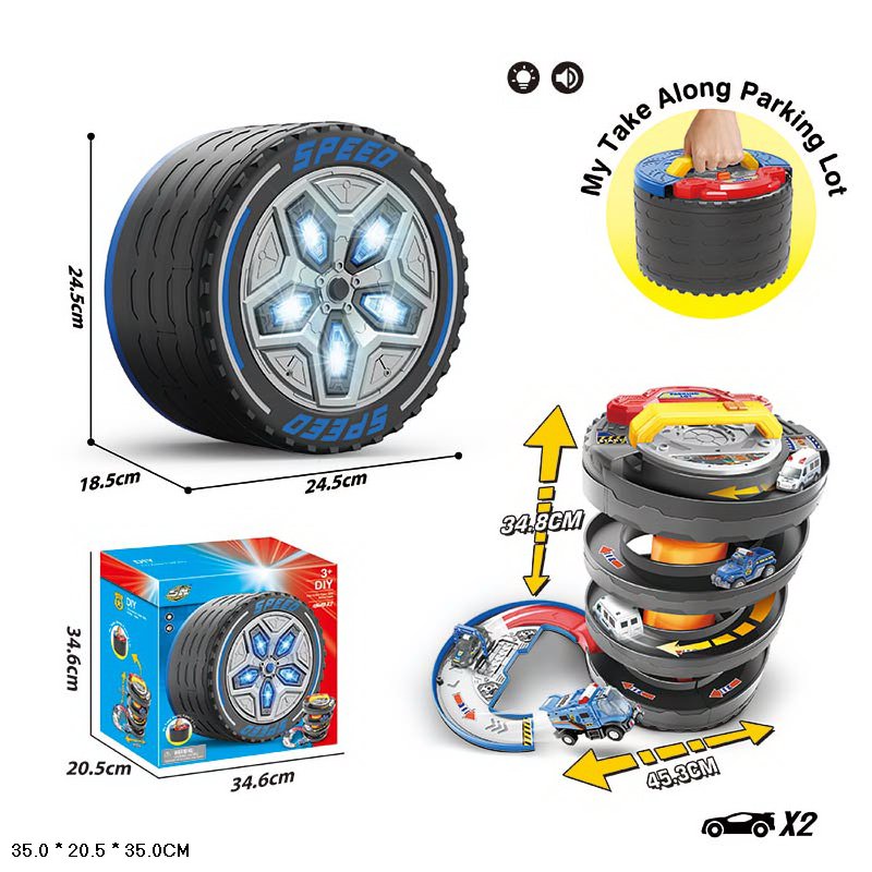 Паркінг арт. SK-571JA (8шт/2)  батар. пластик + метал,2 машинки у комплекті, світло,звук,  короб. 35*20,5*35см