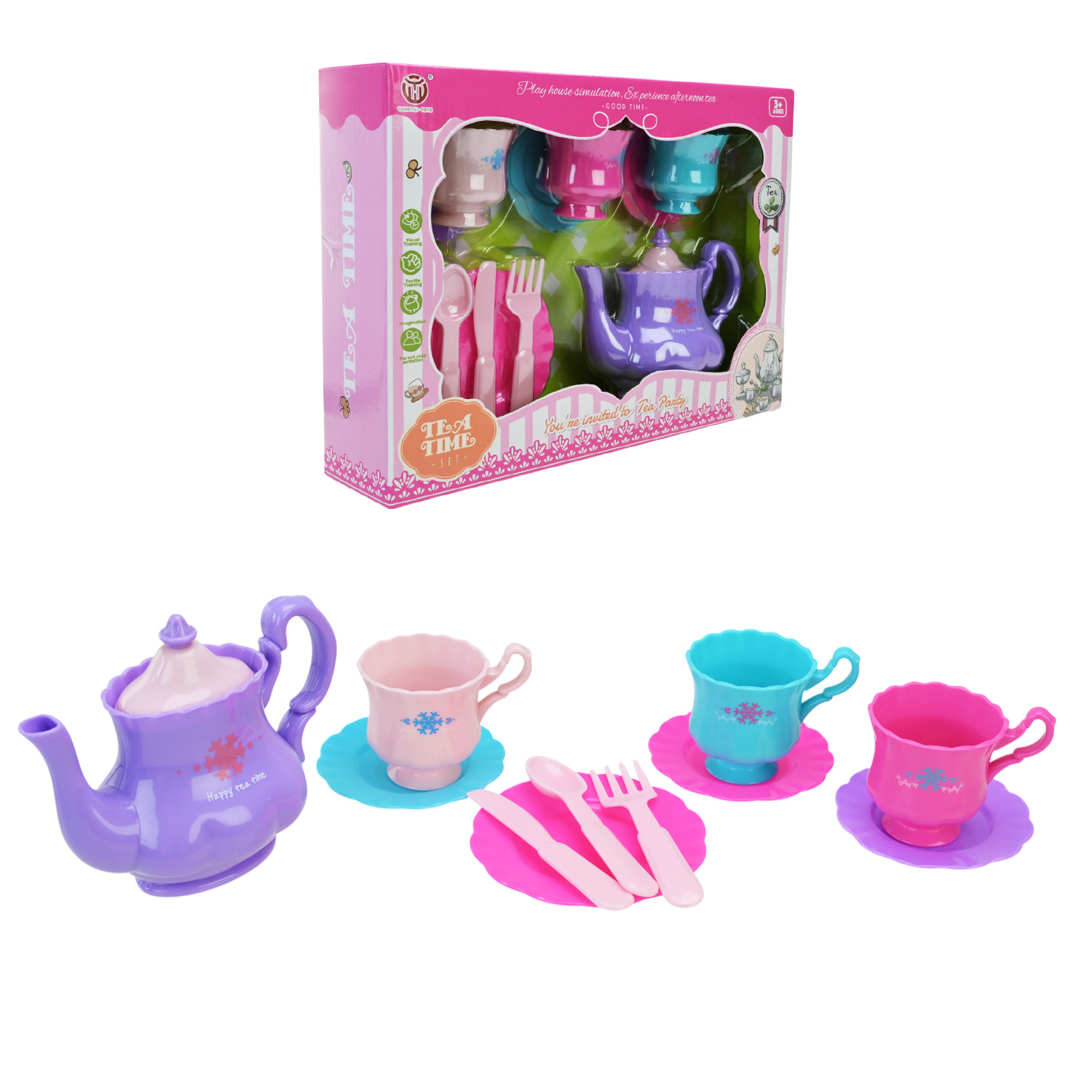 Посуд набір арт. 6612A (84шт/2) чайний сервіз, чайник, чашки, аксес, мікс кольорів короб.20*6,5*29 см