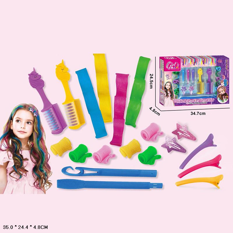 Косметика "Крейда для волосся" арт. 8839 (72шт/2) крейда для волосся, бігуді, заколки, аксес для зачіски короб. 32*19*4см