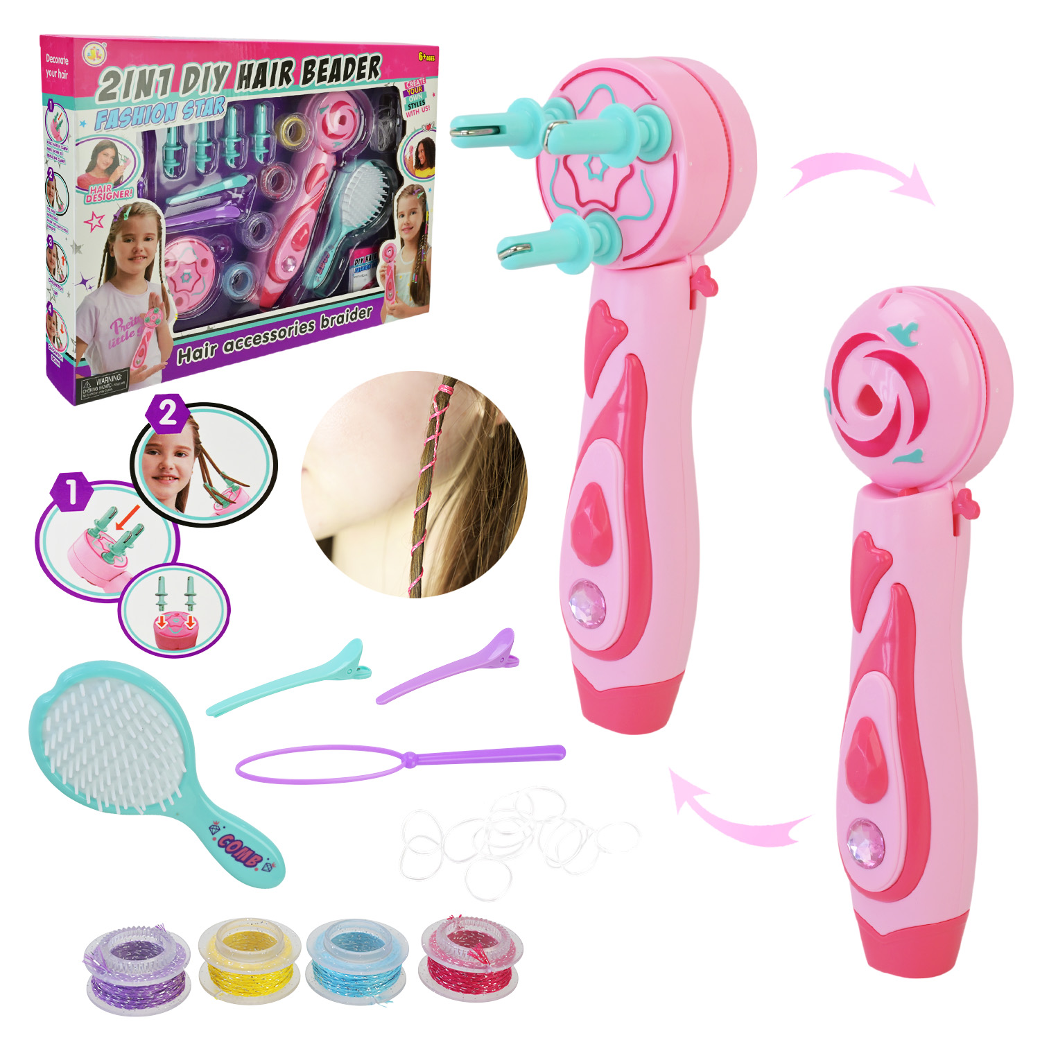 Стиліст набір арт. 868-121 (36шт/2)  батар. набір для створення зачісок, машинка, розчіска, аксес короб. 39*6*28см