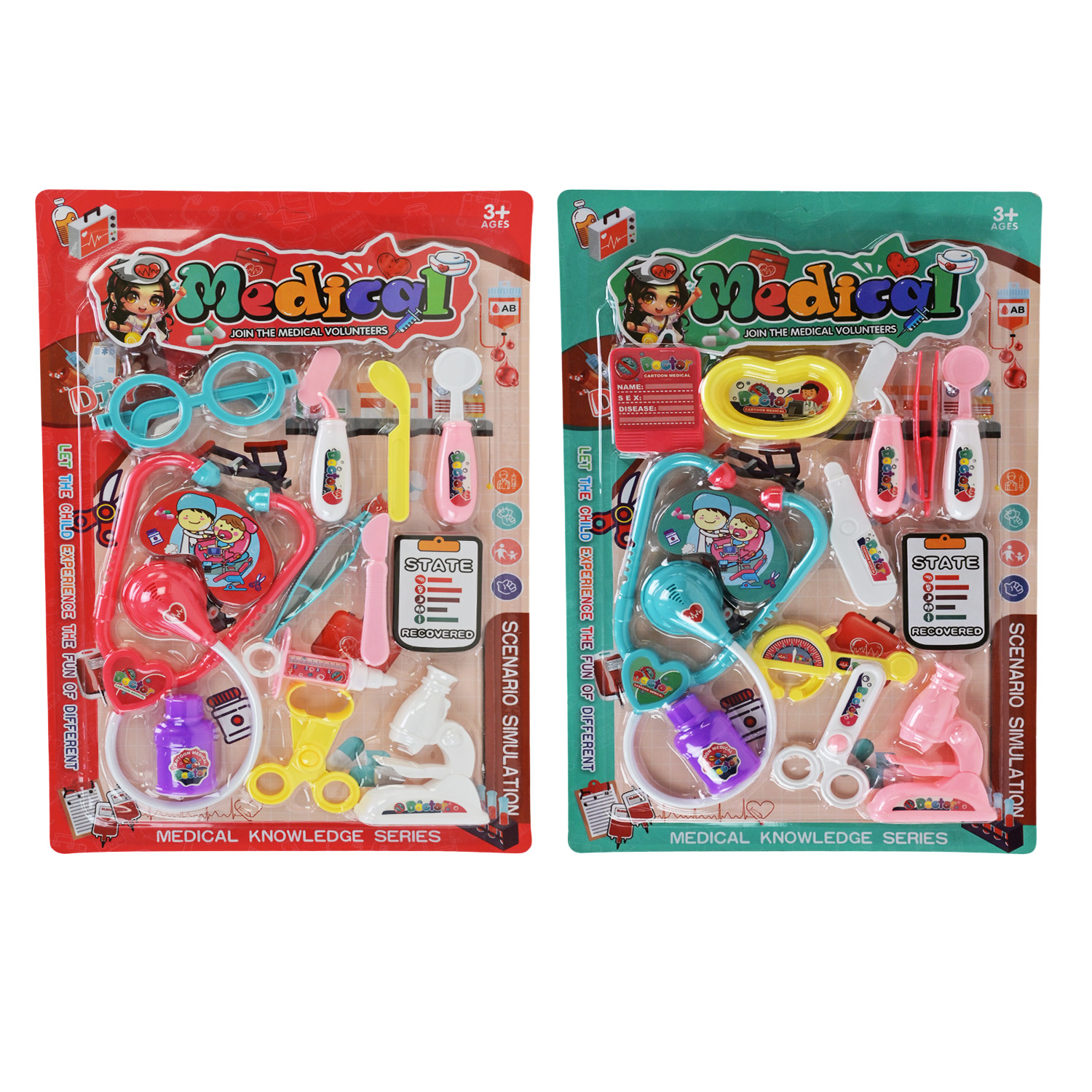 Лікар набір арт. LY3009 (120шт/2)   мікс 2 кольори, стетоскоп, шприц планш. 28*3*43 см