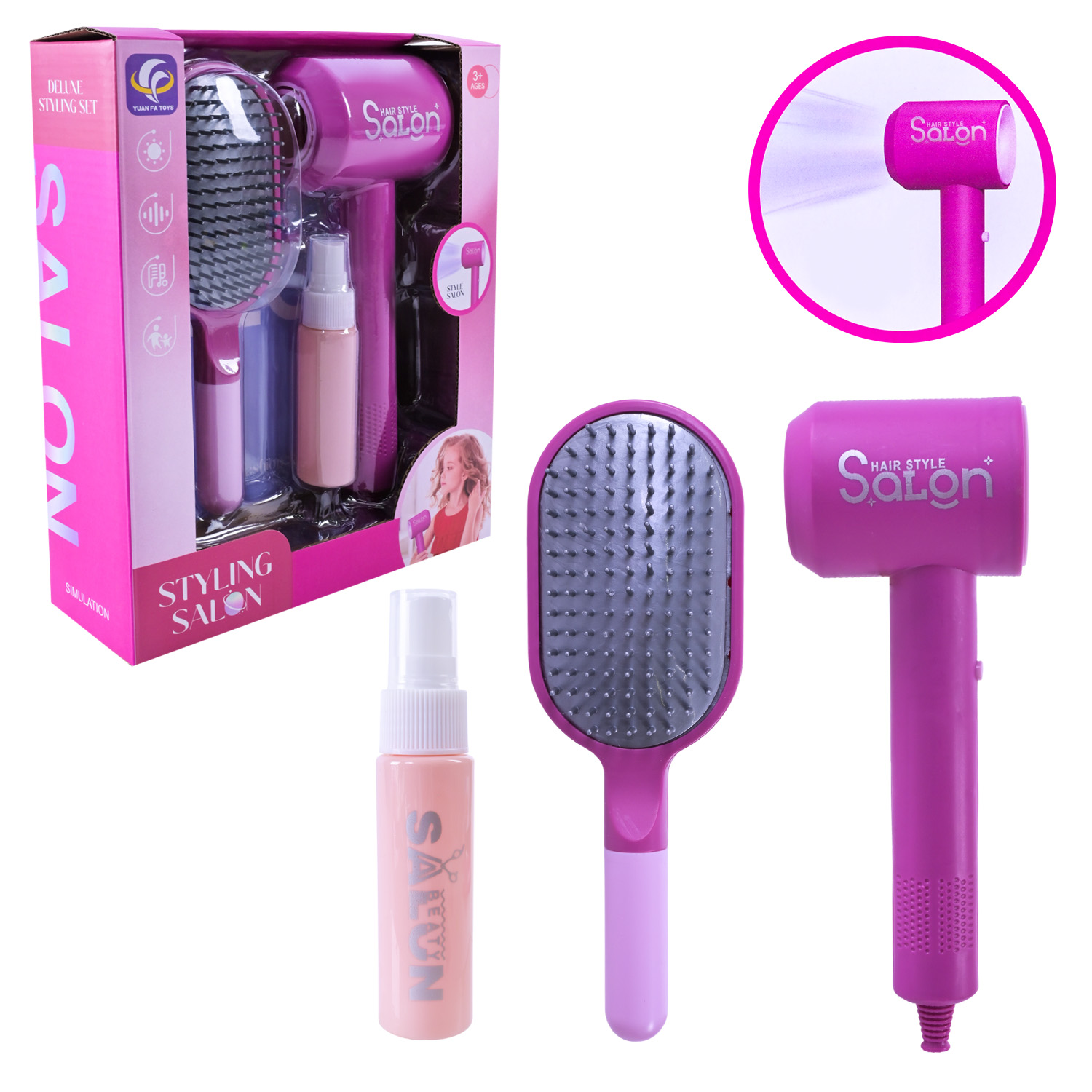 Перукаря набір арт. YF822C-1 (84шт/2)  батар. фен дує, розчіска, аксес короб. 21*7*20см