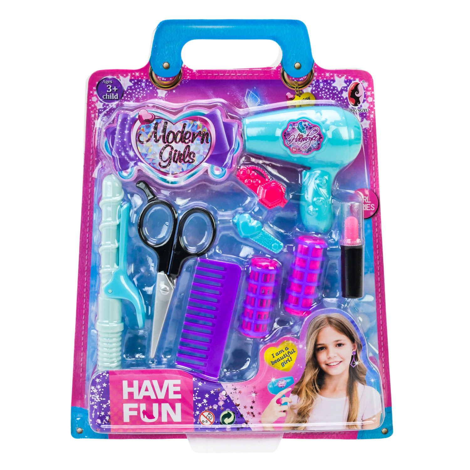 Перукаря набір арт. YK6624-2 (96шт/2)   фен, ножиці, аксес планш. 36*27*7см