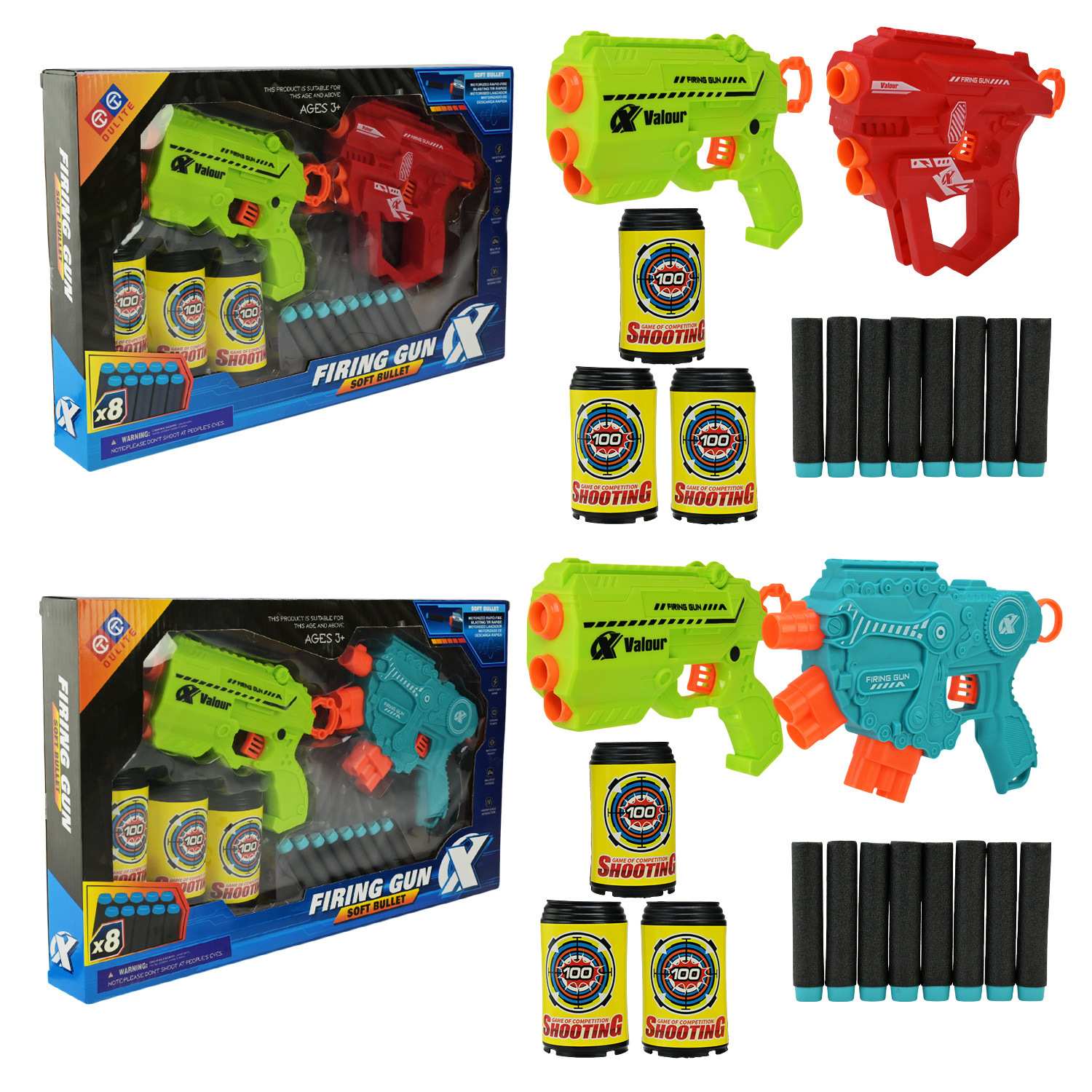 Бластер арт. SC-13/15 (36шт)   2кольора,8поролон. снаряда  в набор+3мішені, короб. 42*4,5*25см