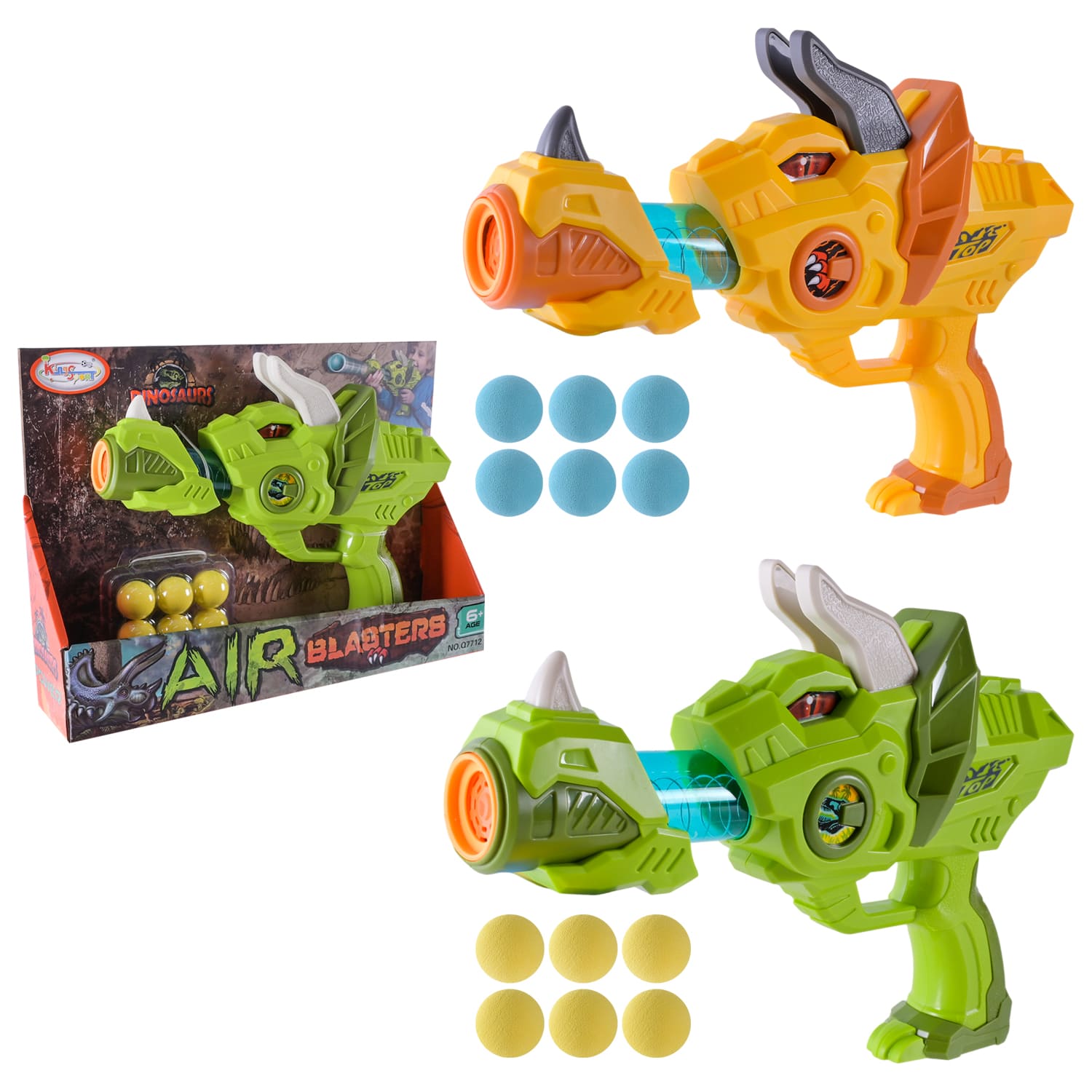 Бластер арт. Q7712 (24шт)   2кольри,стріляє поролон. снарядами,6кульок короб. 34,5*7,5*24,5см