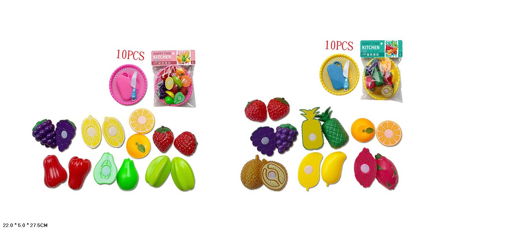 Продукти арт. 998-14A/14B (120шт/2)   мікс 2 вида, фрукти 10 шт пакет 22*5*27,5см