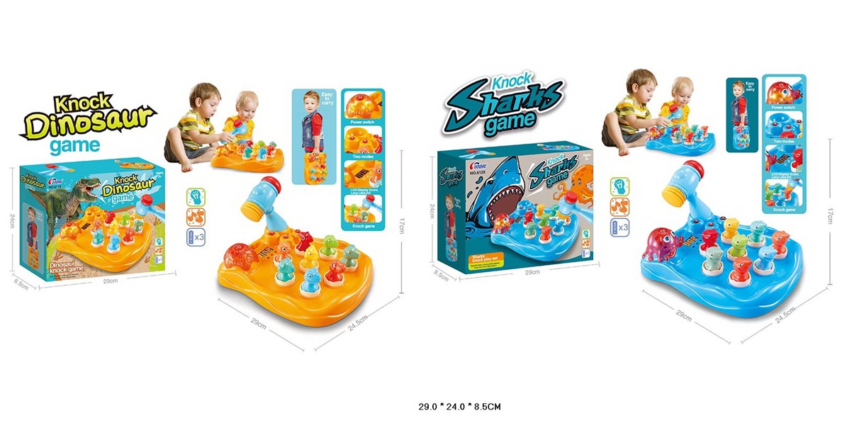 Стукачка муз. розв. арт. 6118/6128 (36шт/2) батар.,2 виду мікс,лічильник,світ.,звук, короб. 29*24*8,5 см