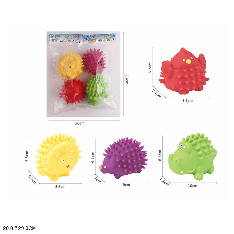 Пискавка арт. 628-5 (96шт/2)Тварин арт. з шипиками 4шт, р-р 8,6*6,35*7,5, пакет. 20*23см