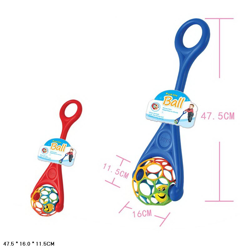 Каталка арт. 3202 (60шт/2)діаметр 16см,дзвінка кулька всередині, 2 кольори мікс, розмір 47,5*16*11,5см