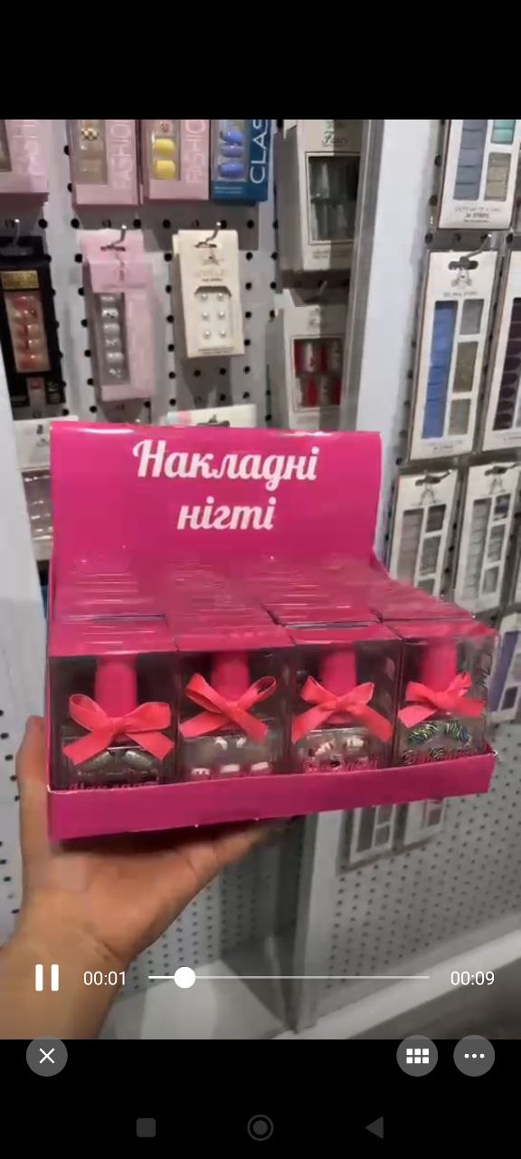 Аксесуари для дівчат арт. PL-524-003 (144шт) Накладні нігті, мікс 6 видів, на клейовій основі, 24 шт в упаковці, 6 д.б*24 шт дисп.бокс. 5*8*3см