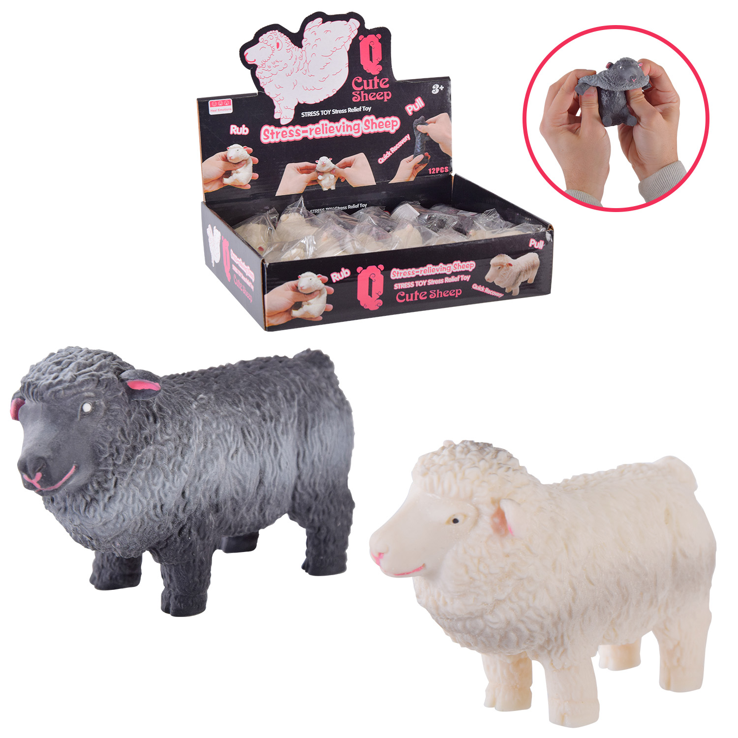 Антистрес тягучка арт. K5906 (144шт)овечка з піском, 2 види 13*7см 12шт в боксі дисплей/ціна за шт/