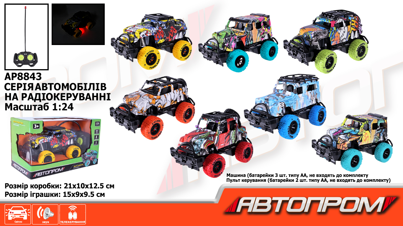 Машина р/к арт. AP8843 (72шт/2) акум.,світ.,короб. 21*12,5*10см