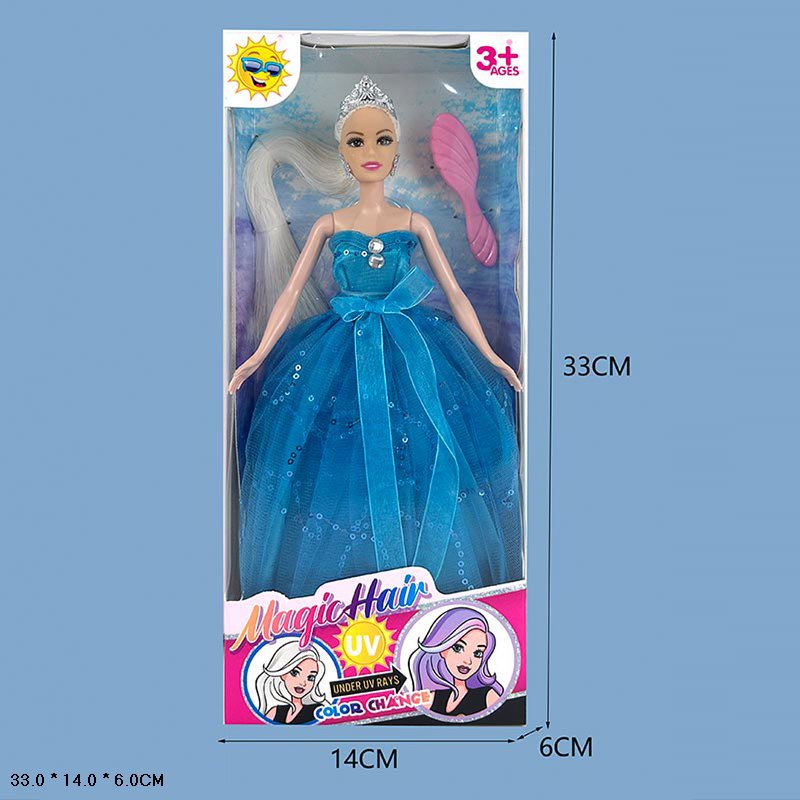 Лялька арт. JJ9903-G1/G2 (108шт/2) Типу Барбі, мікс 2 види, змінюе колір волосся під впливом тепла чи холоду короб. 33*14*6см