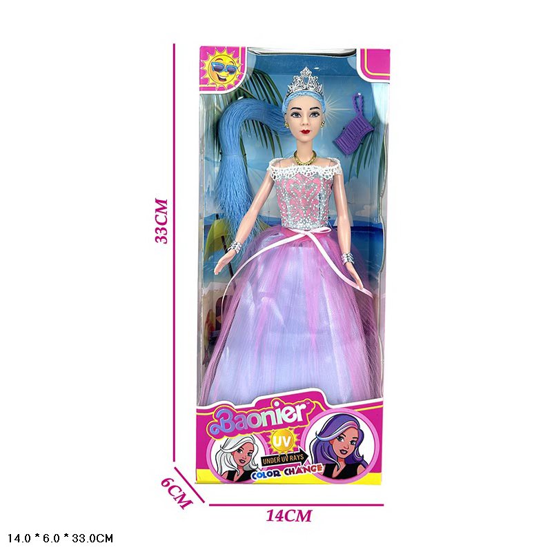 Лялька арт. JJ9903-G9/JJ9905-W13 (108шт/2) Типу Барбі, мікс 2 види, змінюе колір волосся під впливом тепла чи холоду короб. 33*14*6см