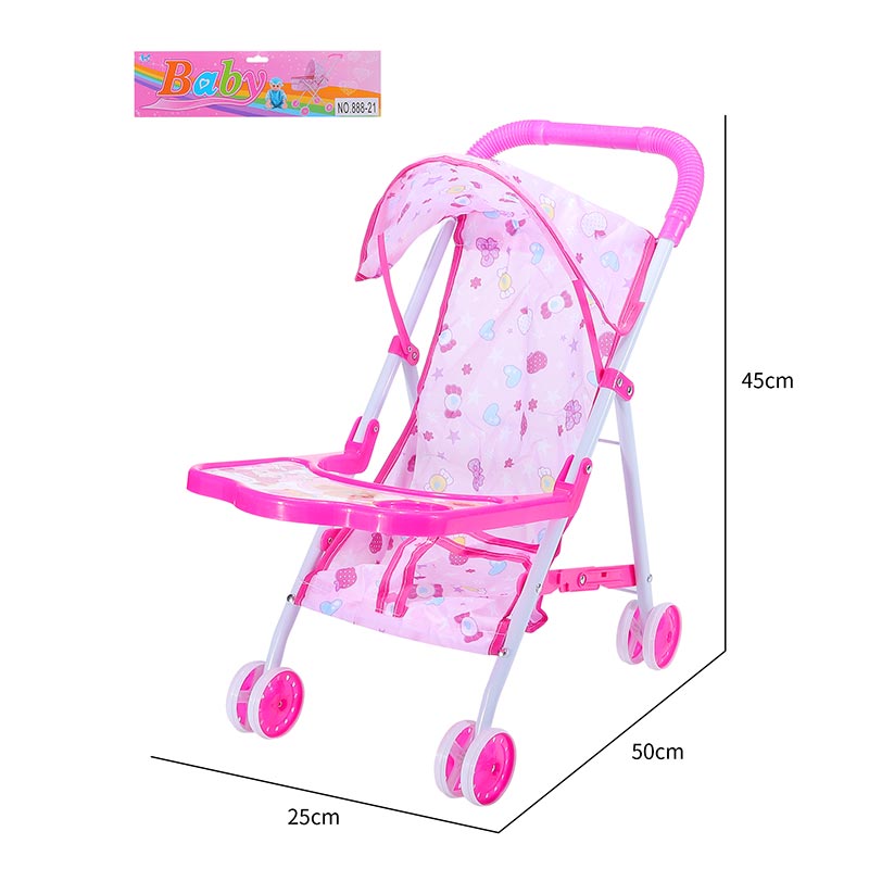 Візочок арт. 888-21 (48шт/2) для ляльки, з козирком та столиком 25*50*45см