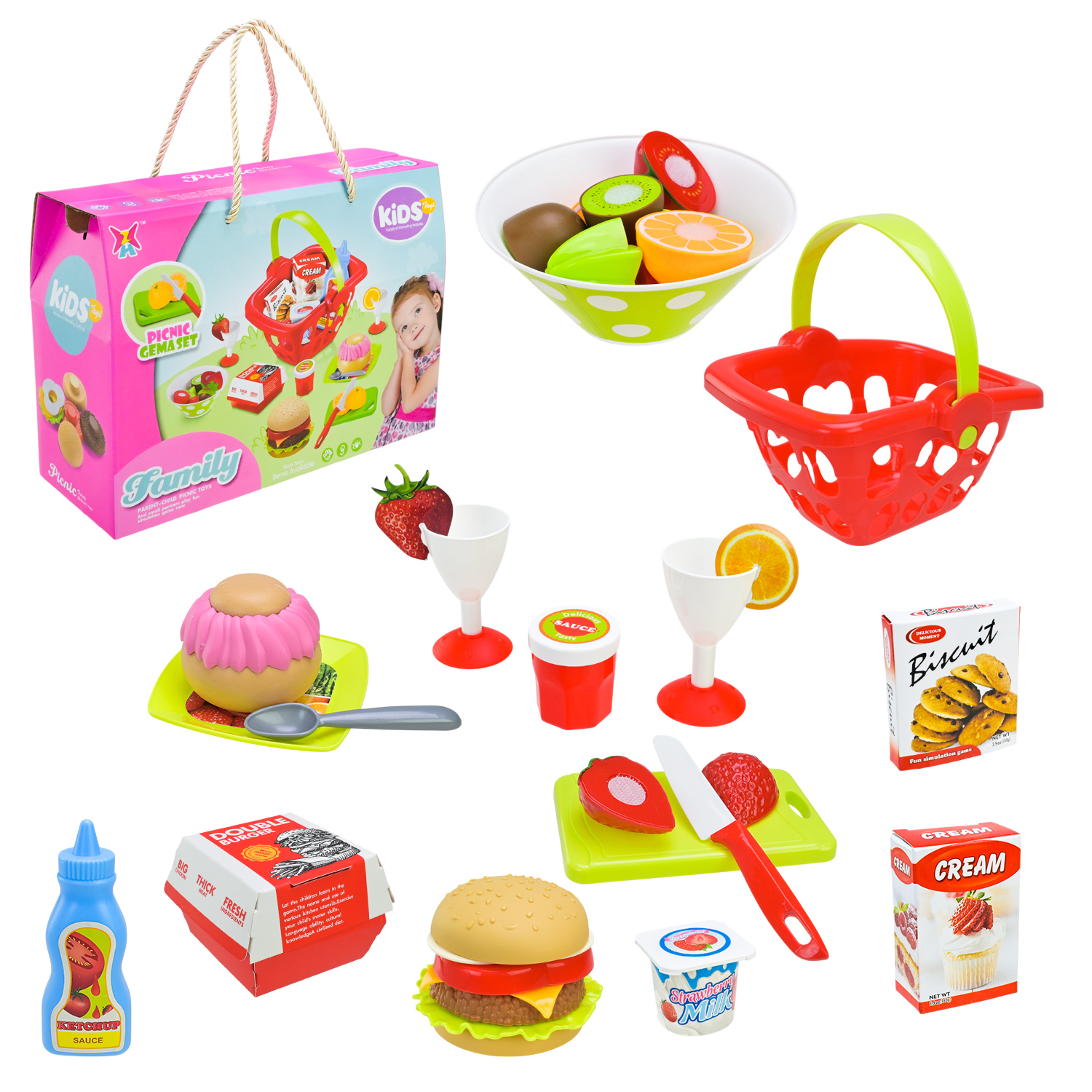 Продукти набір арт. XJ326H-51 (72шт/2) фаст фуд, деко, продукти, аксес короб. 22*6*28см