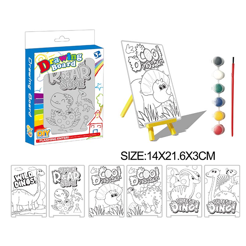 Набір для малювання арт. 3Q-061 (3Q-061-KI) (192шт/2) 4 картинки, мольберт, фарби, кисть, короб.14*21,6*3см