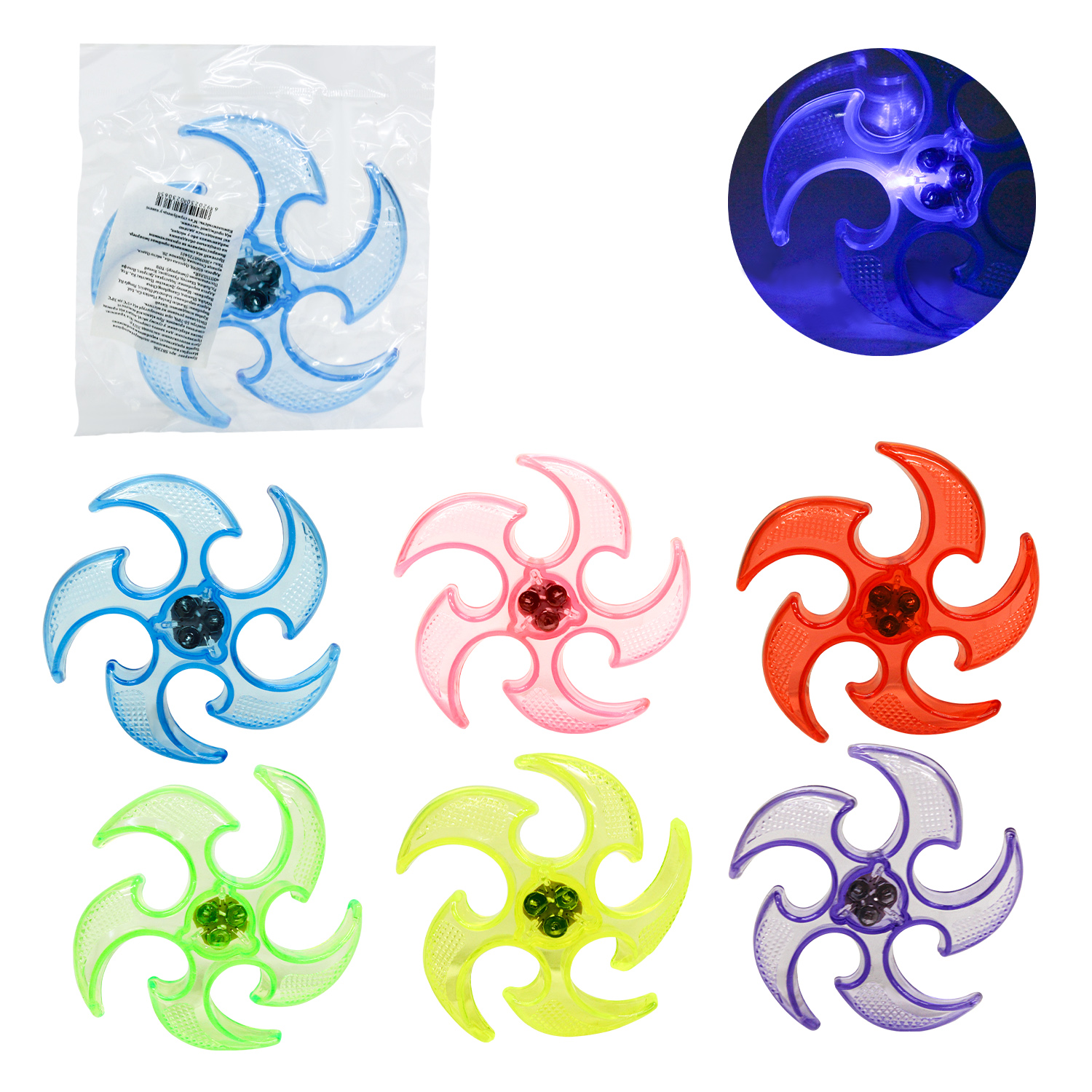 Літаючий бумеранг арт. SB2306 (144шт) гума, світло, 15 см у пакеті, 6 кольорів