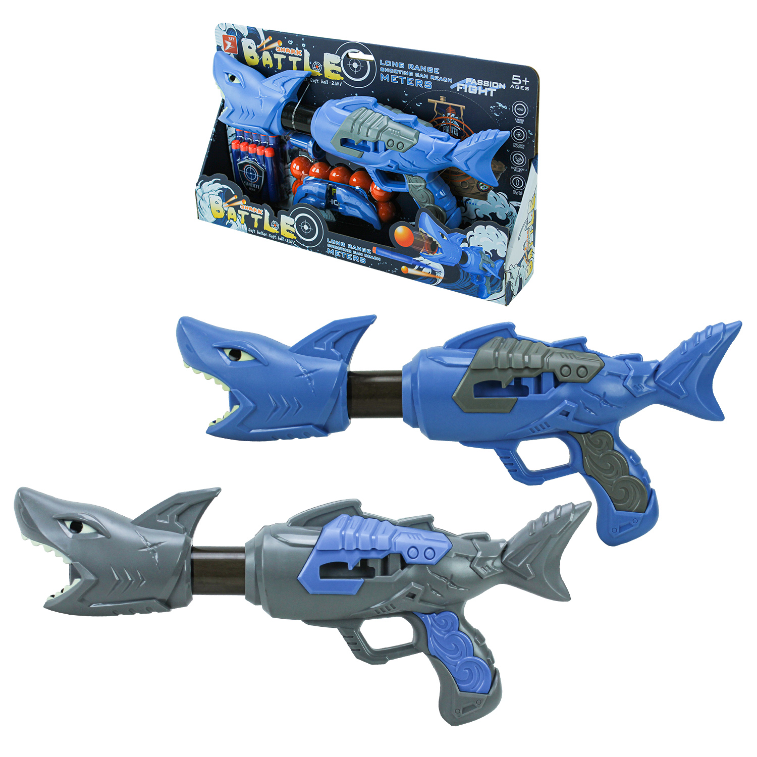 Зброя помпова арт. KY01-4 (48шт/2) 10 поролонові кульки + 10 поролонові снаряди, короб. 42*7,5*24см