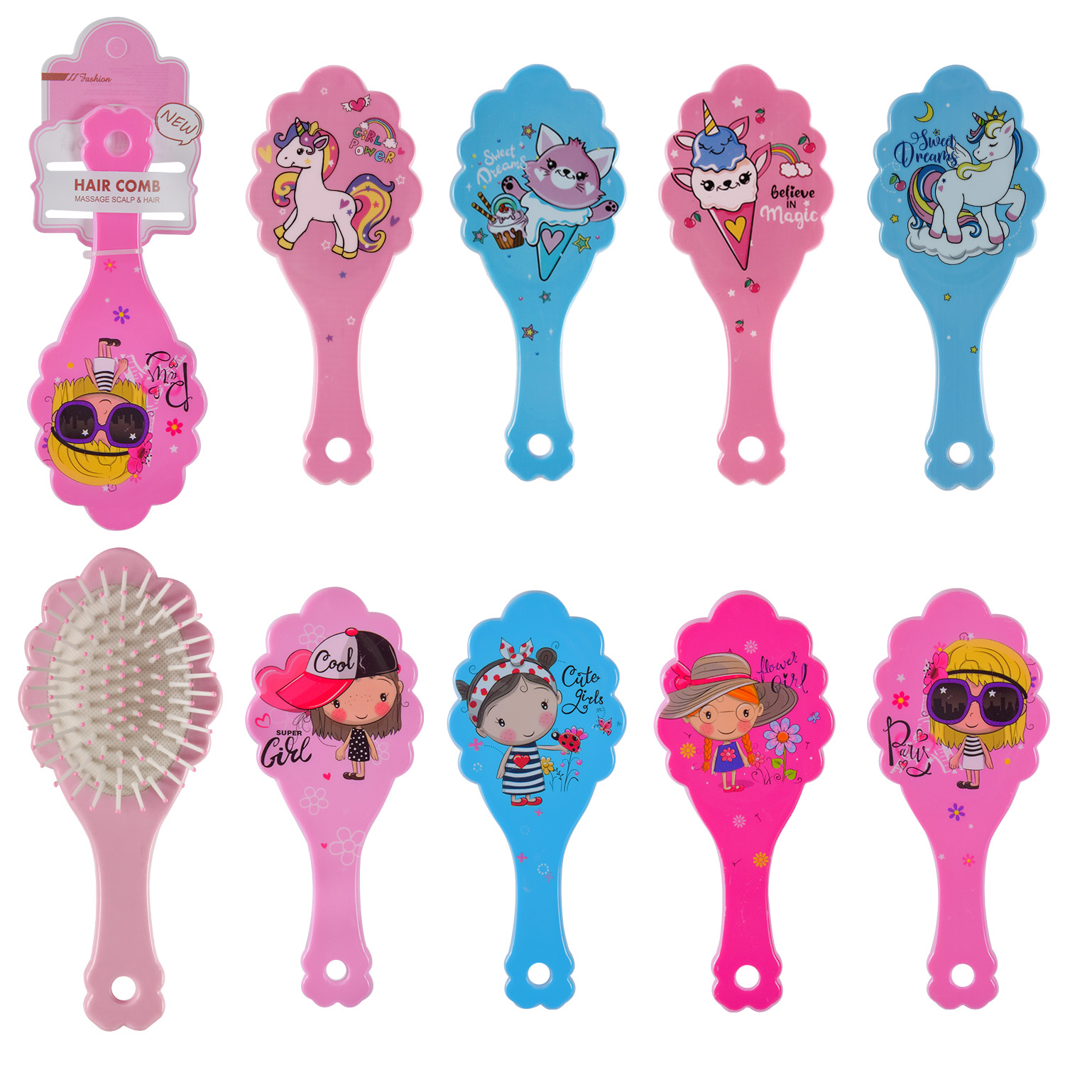 Гребінець арт. H2082 (360шт/15) 7,5*17,5 мікс видів