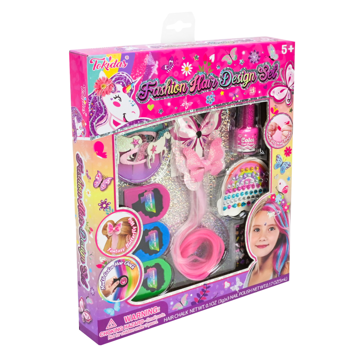 Косметика арт. T254 (24шт/4) крейда для волосся, кольорові пасма, резиночки, наліпки, аксес короб. 35*19*5 см