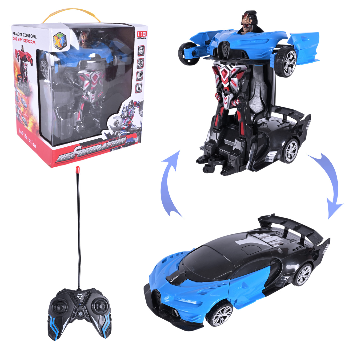 Машина-трансформер р/к арт. 27-7KX (48шт/2) 2кольора, світ., USB-зарядка, короб. 17,5*15*20см