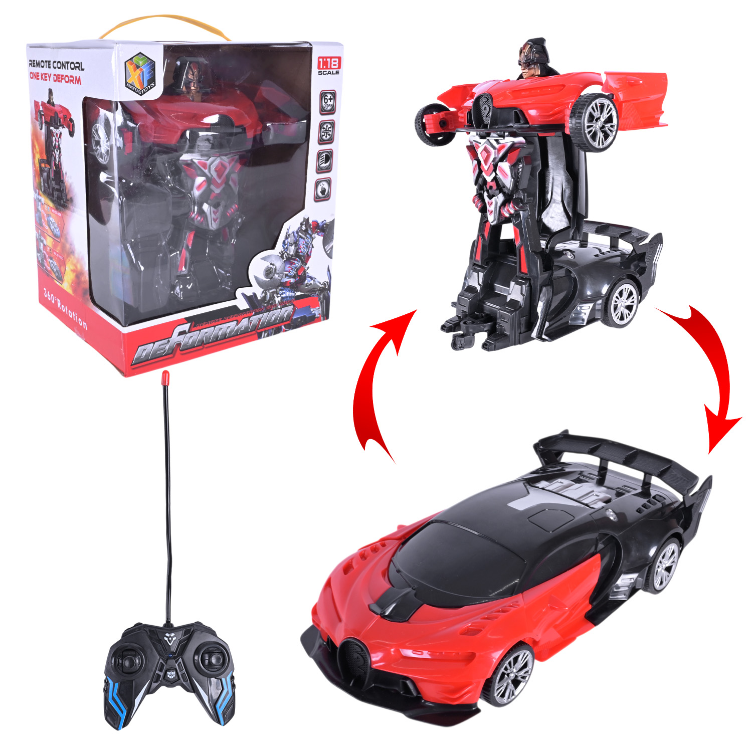 Машина-трансформер р/к арт. 27-7KX (48шт/2) 2кольора, світ., USB-зарядка, короб. 17,5*15*20см