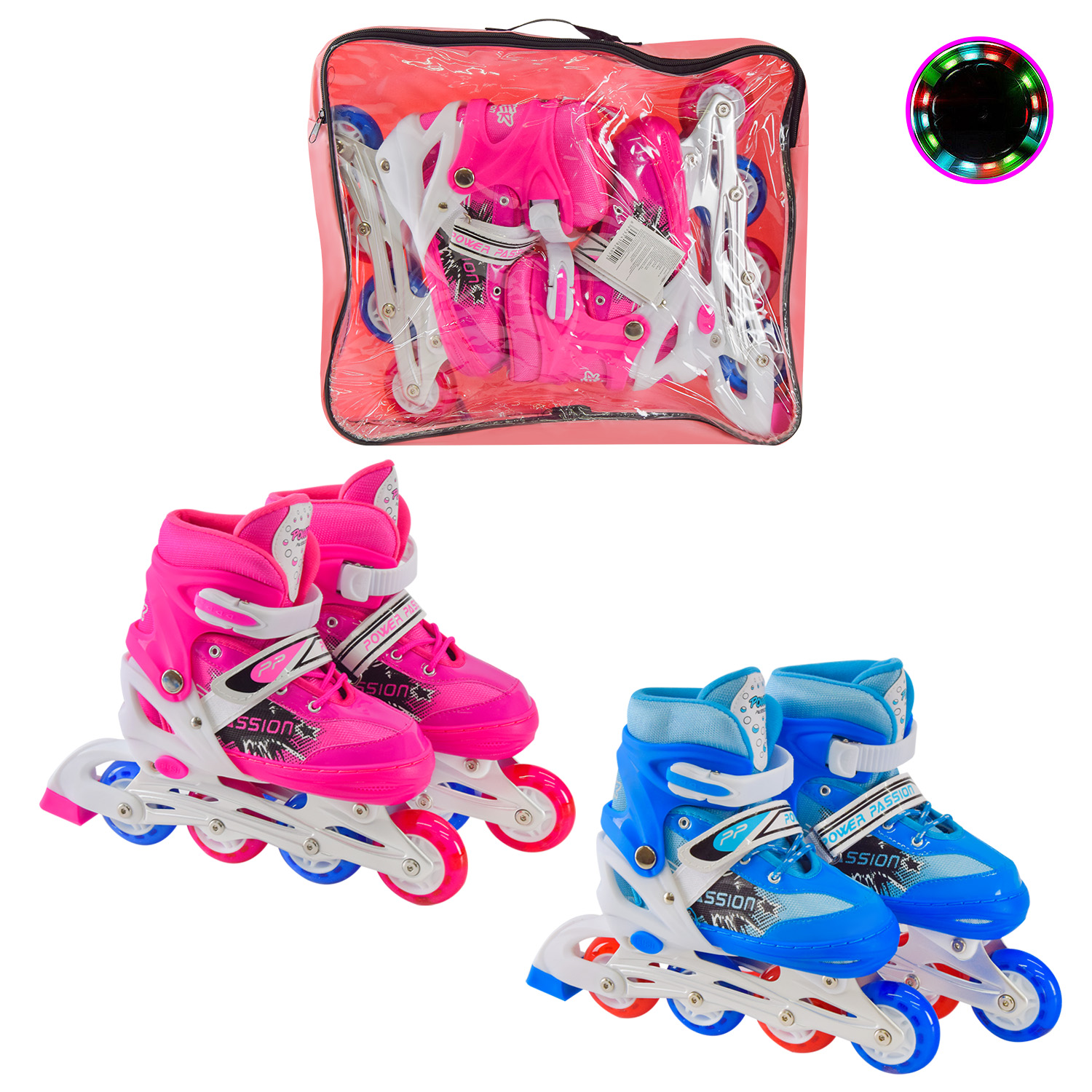 Ролики арт. RL2406 (6шт) L (39-42) метал.рама, колеса PU 1 світло, 2 кольори