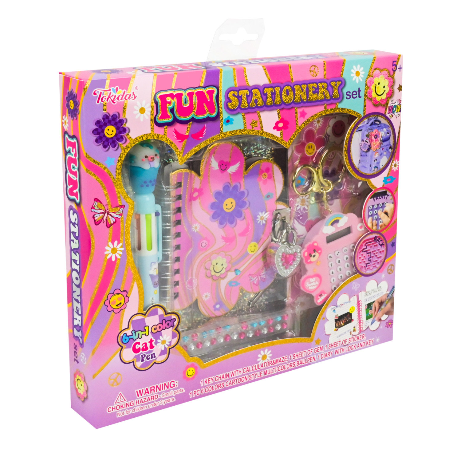 Аксесуари для дівчат арт. T125EF (24шт/4) чарівний записник, ручка, наліпки.калькулятор-брелок короб.25*3,5*22 см
