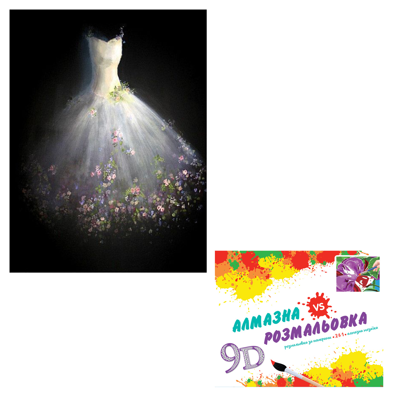 Іграшка Картина 3-D ефект CY2313 (30шт) 2 в 1 Алмазна мозаїка+розмальовка, на підрамнику, розмір 40х50 см у кор.