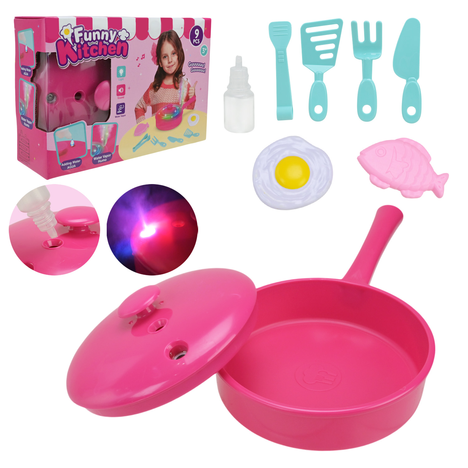 Кухня набір арт. 018-72 (96шт/2)  батар. світло, звук, пара, петельня, аксес короб. 24*7*16см