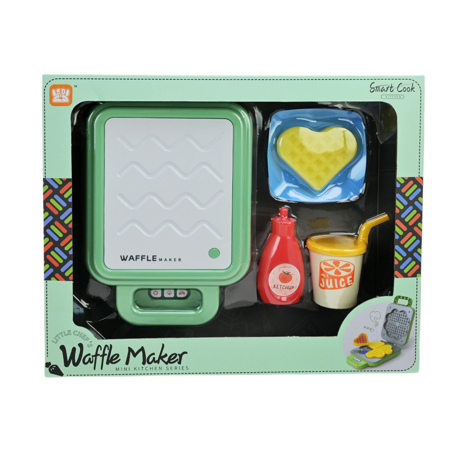 Вафельница арт. LD-662A/B (36шт/2) батар. мікс 2 види, змінює колір,аксес, світло, звук короб. 33*28*6,6см