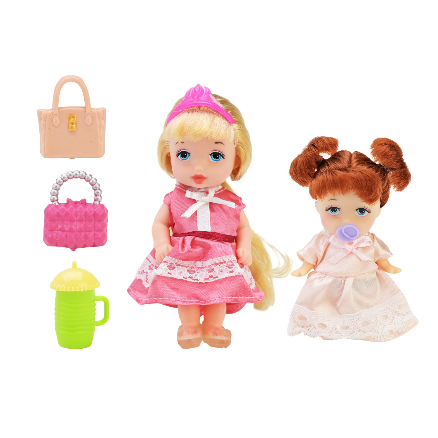 Лялька арт. A585 (96шт/2) міх 3 види, маленька 2 шт, пье пысяє, з аксес короб.20,5*5*19 см