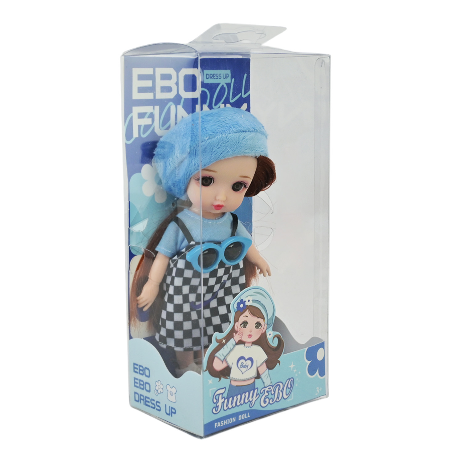 Лялька арт. DH2368A (144шт/2) 6 видів, маленька в стильному вбранні короб. 19*6,5*9,3 см