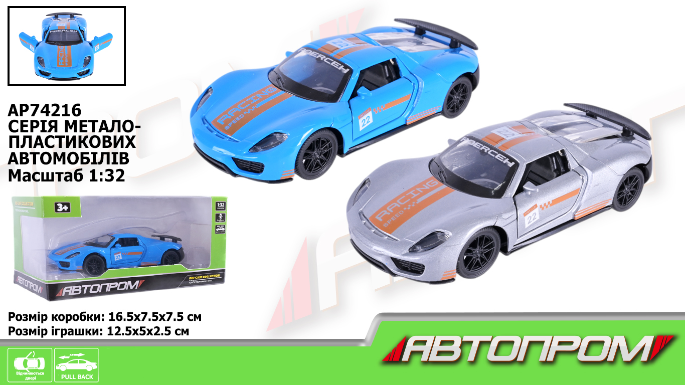 Машина мет. АВТОПРОМ арт. AP74216 (48шт) 1:32,2 цвета,откр.двери,короб. 16,5*7,5*7,5см