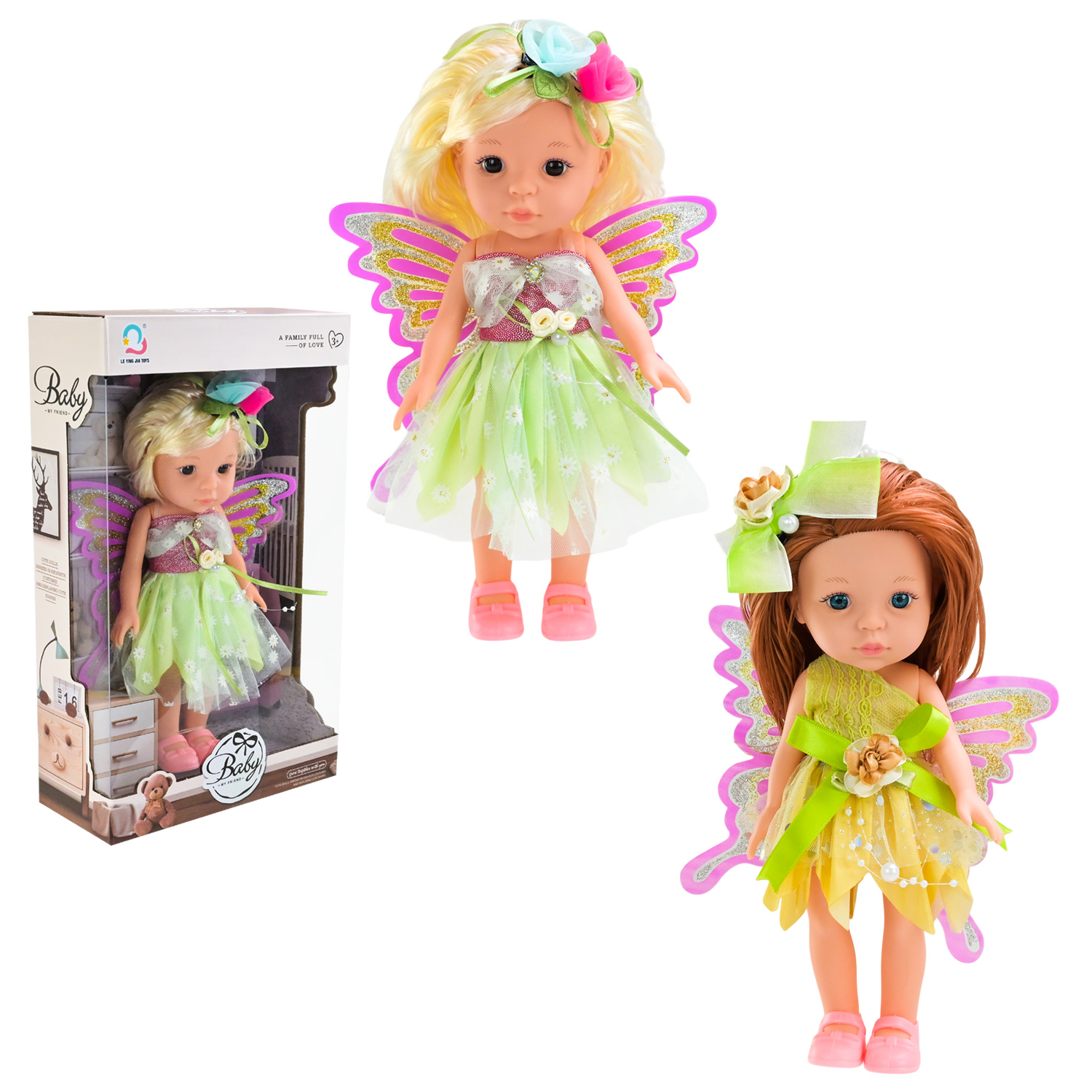 Лялька арт. H04-41/42 (48шт/2)   мікс 2 види, в стильних сукнях короб. 30*8*18см