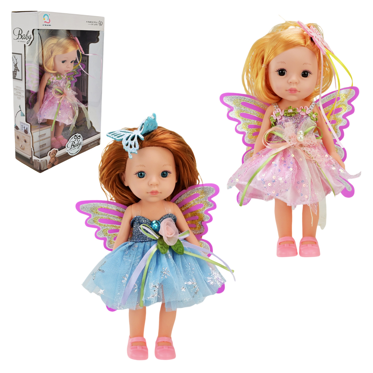 Лялька арт. H04-44/46 (48шт/2)   мікс 2 види, в стильних сукнях короб. 30*8*18см