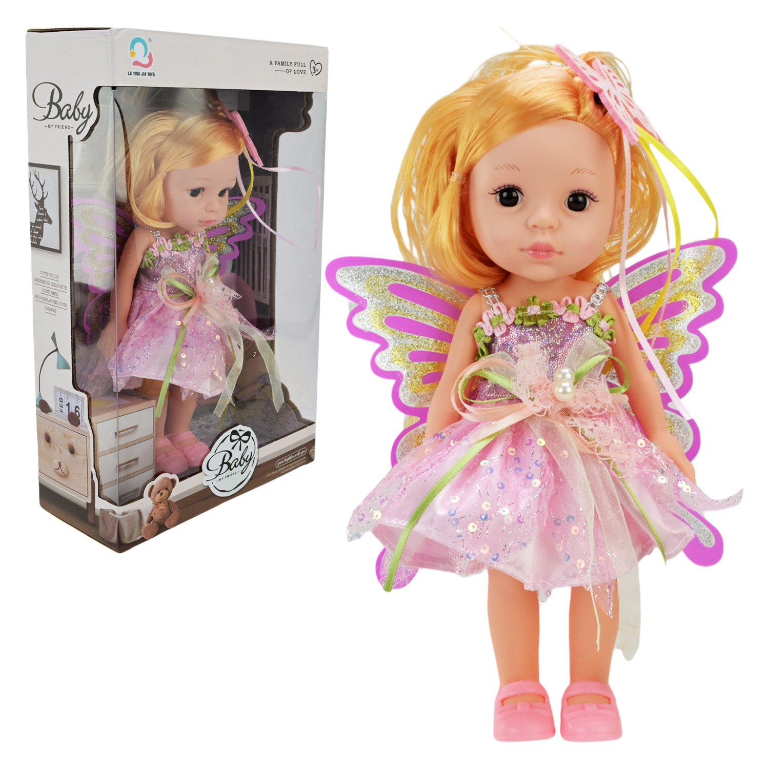 Лялька арт. H04-44/46 (48шт/2) мікс 2 види, в стильних сукнях короб. 30*8*18см