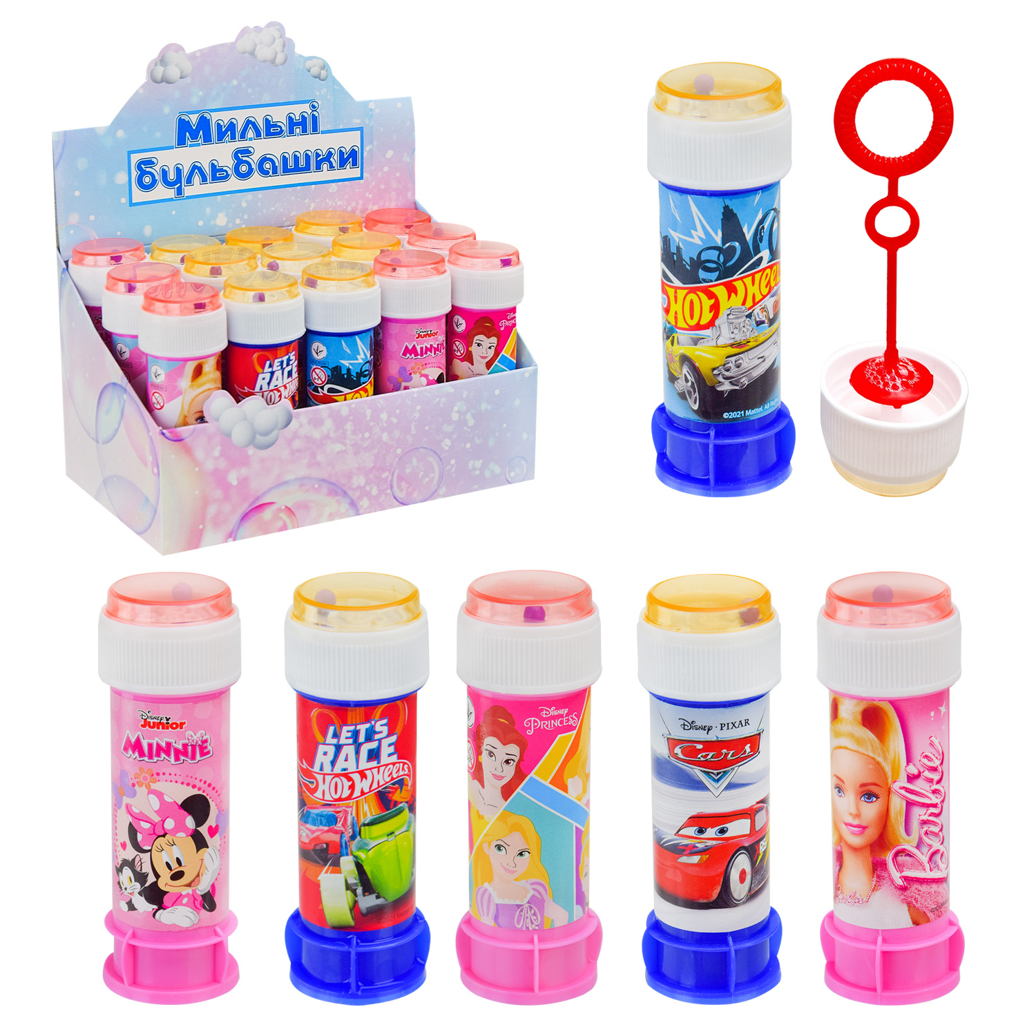 Мильні бульбашки арт. KC-0078 (270шт) 60 мл 6 видів по 15 шт у блоці