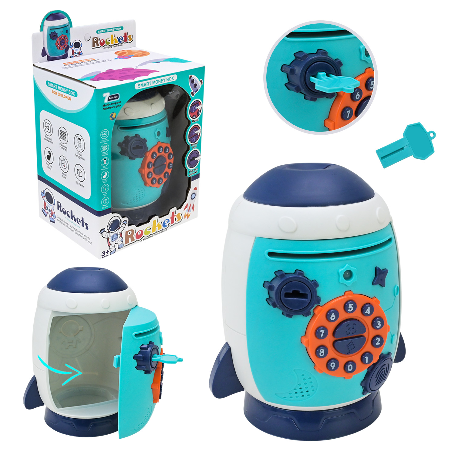 Сейф арт. MH030 (72шт/2) батар. світло, звук, у вигляді ракети короб. 16*13*26