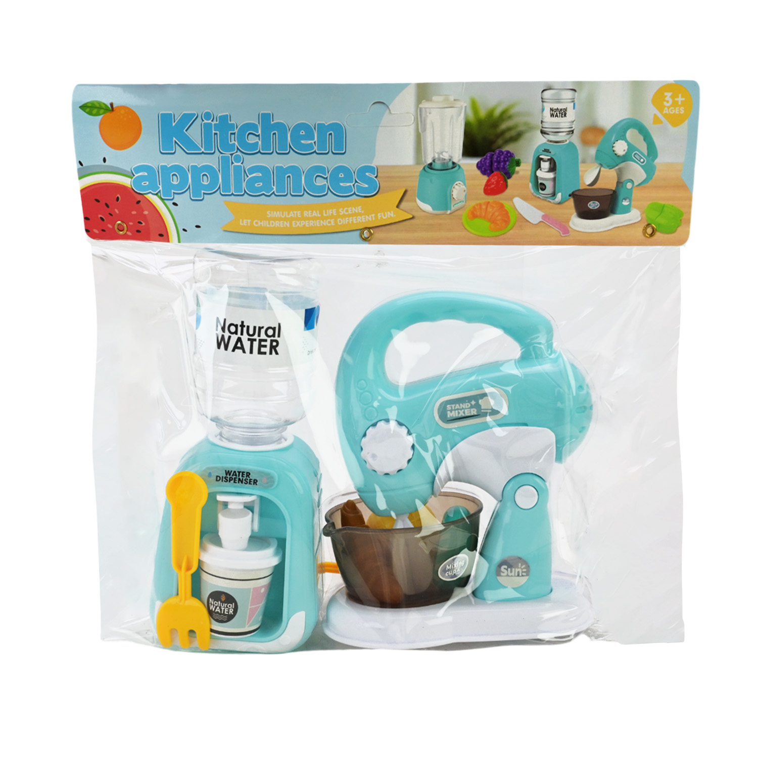 Побутова техніка арт. 1018-174 (72шт/2) кулер, міксер, продукти пакет 28*28*7см