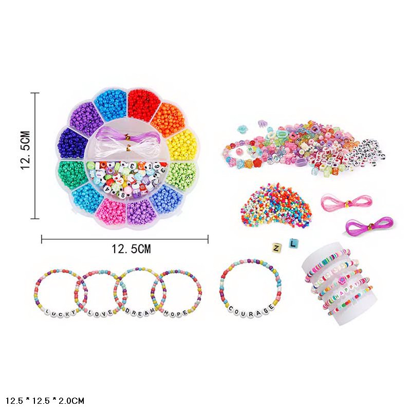 Бісер арт. T026A-MZ1 (360шт/2) бісер, намистини, гумка, короб. 16*16*2см