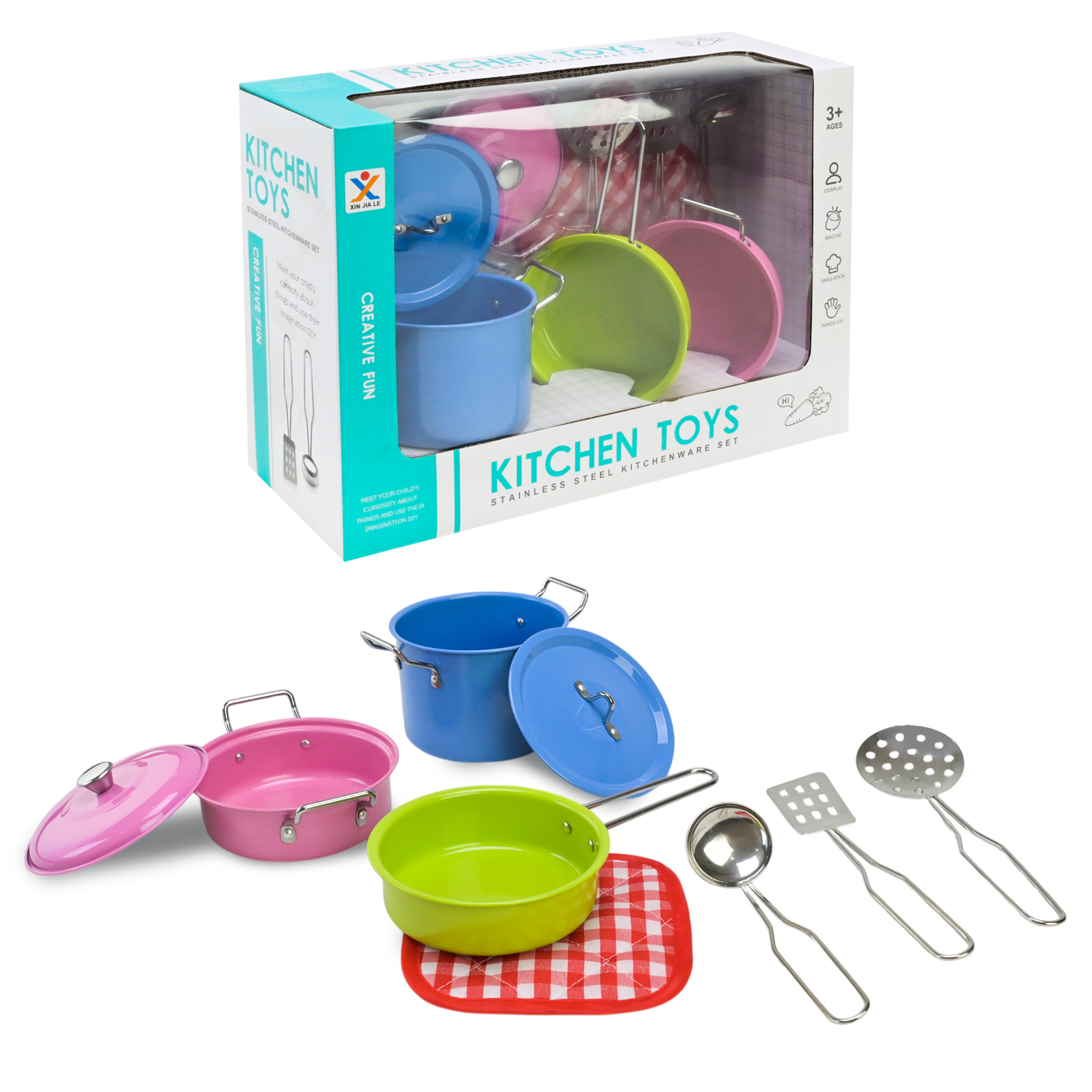 Посуд набір арт. 988-B5 (48шт/2) 10 предметів, петельні, кастрюля, кришки, аксес короб. 31*11*21,5см