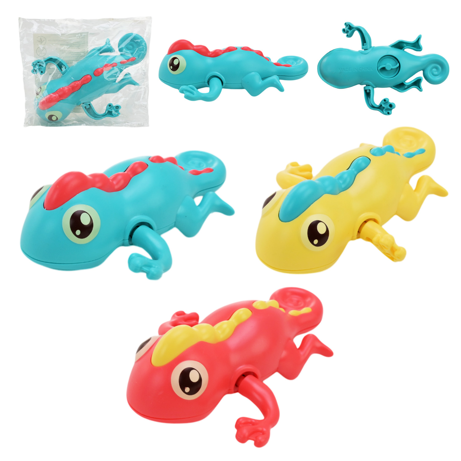 Водоплавні іграшки арт. DF802 (360 шт/2) ящирка заводна,3 кольори мікс, планшет 10*14*5см