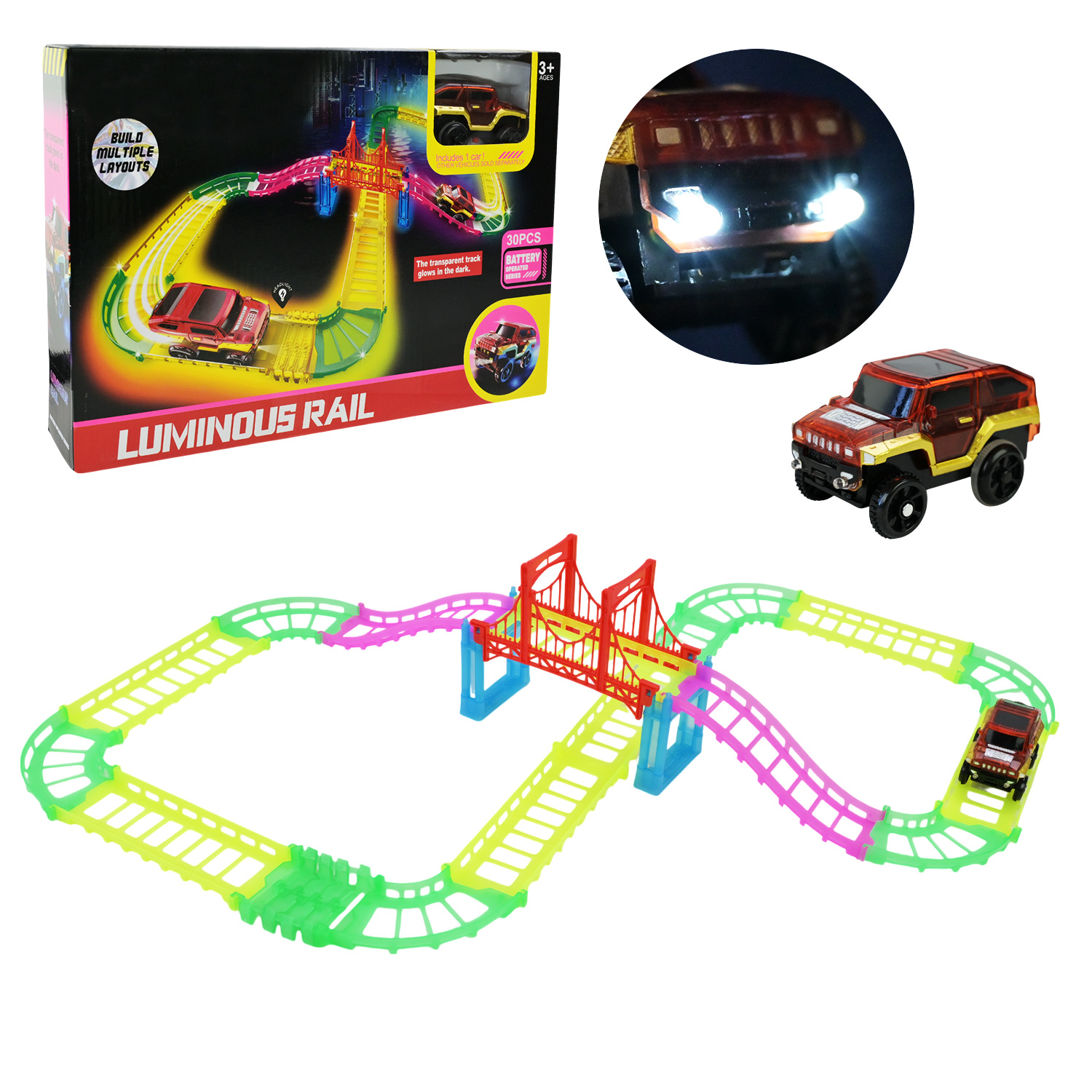 Трек арт. 888-130 (60шт/2) батар. світиться в темряві короб. 34*6*23см