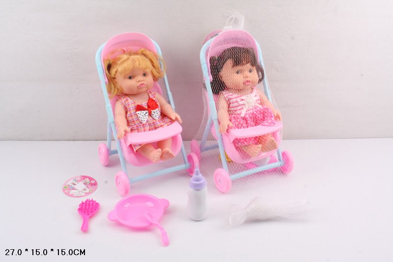 Лялька  мал арт. YD0052 (72шт/2)  мікс 2 види, візочок, аксес пакет 26*16*16см