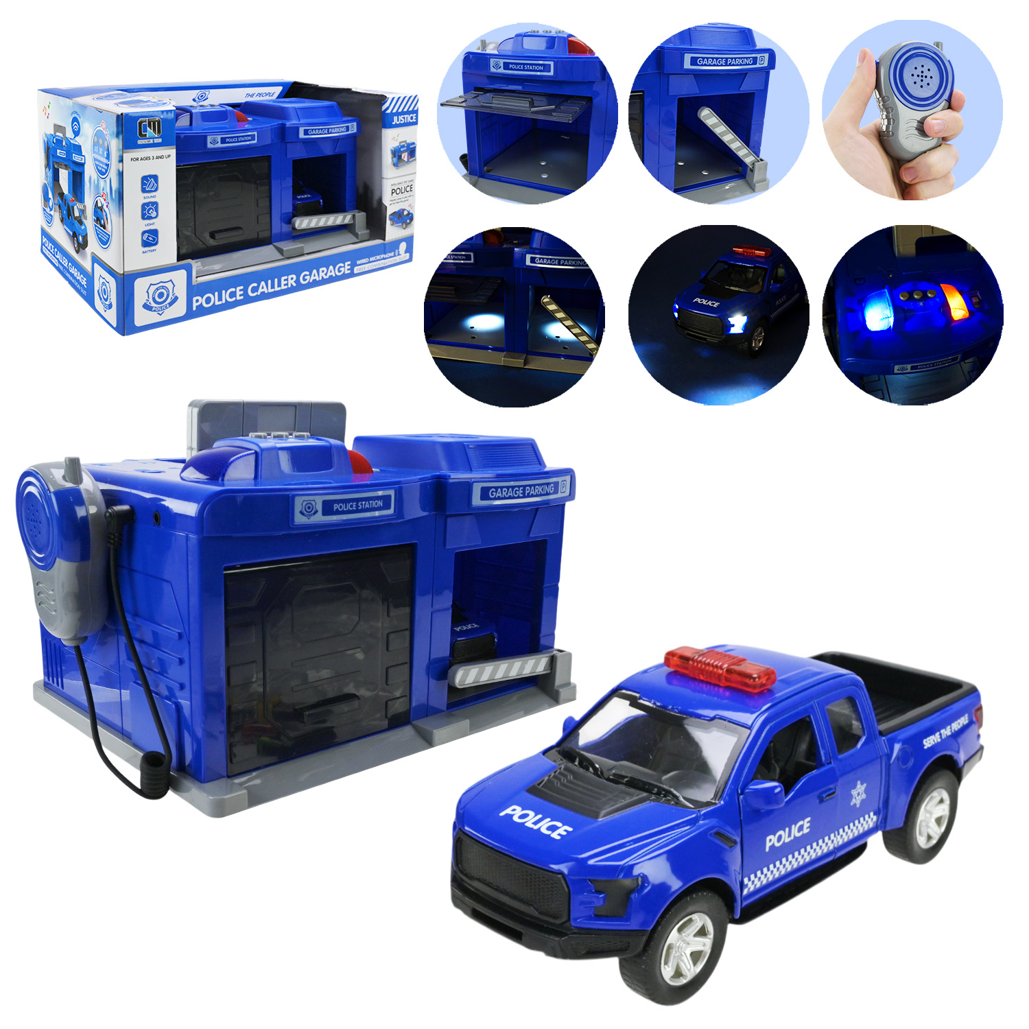 Паркінг арт. CLM-556 (8шт) поліція, світло, звук, короб.. 37*25*19,8 см, р-р іграшки – 26*20.5*15.5 см
