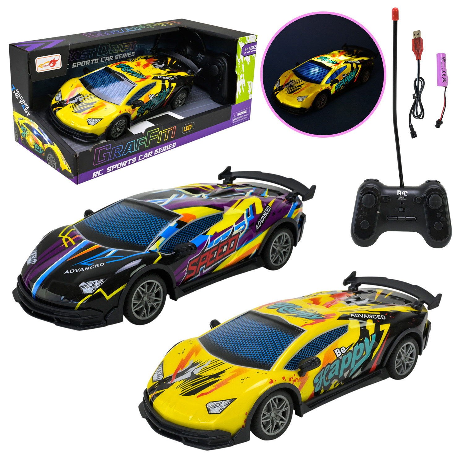 Машина р/к арт. 998-3A (60шт/2) батар 2кольора, світло,  короб. 26*13,5*12см