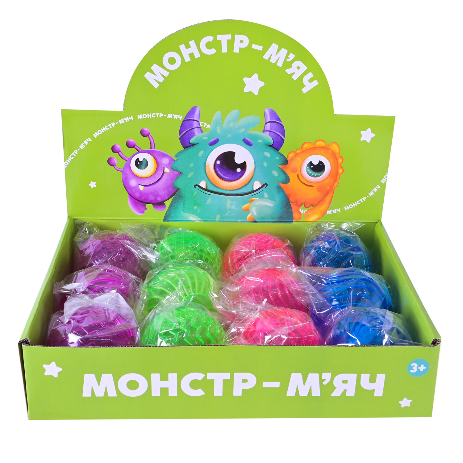 Пострибунчик арт. PR2516 (288шт) 4 види 6,5 см світиться, 12 шт у дісплеї 29*21*6,5 см